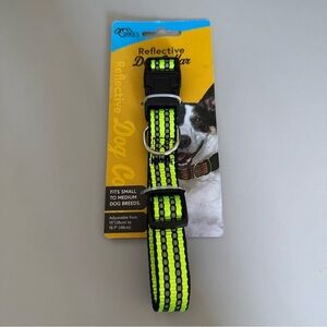 Reflective Dog Collar by - Neon Yellow and Black